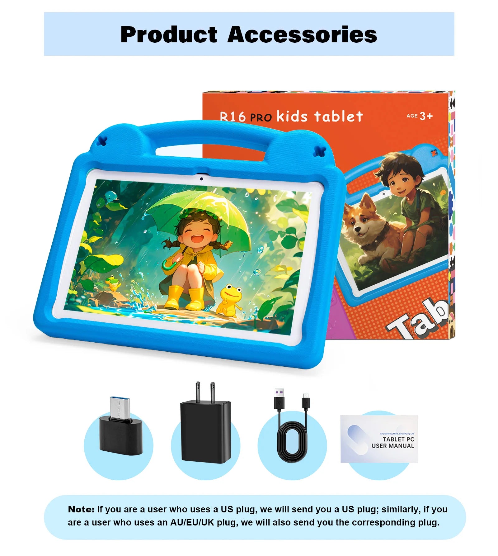 Anry R16Pro Kids Tablet 10 Inch Android 15 64GB ROM 8GB RAM Dual Camera