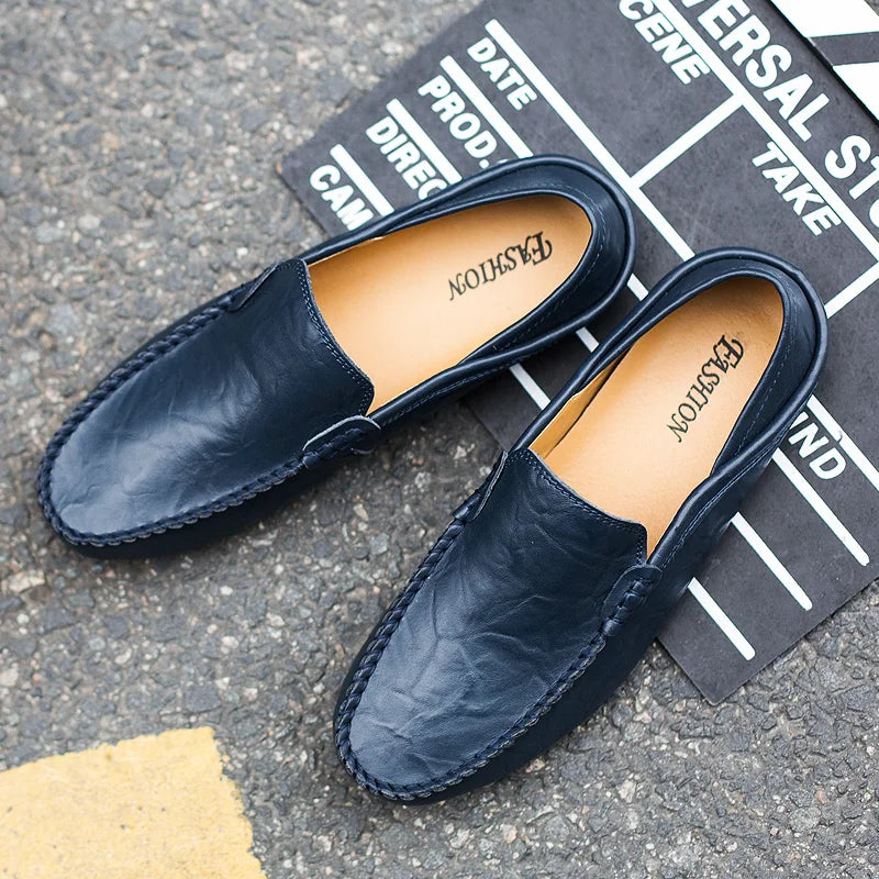 Mens Leather Casual Loafers Slip On Dress Shoes Suede Moccasins High Quality
