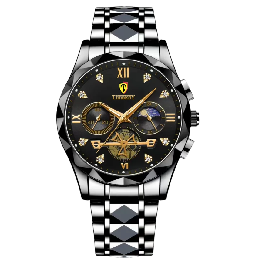 Luxury Mens Sport Leather Quartz Watch Waterproof Luminous Chronograph With Box
