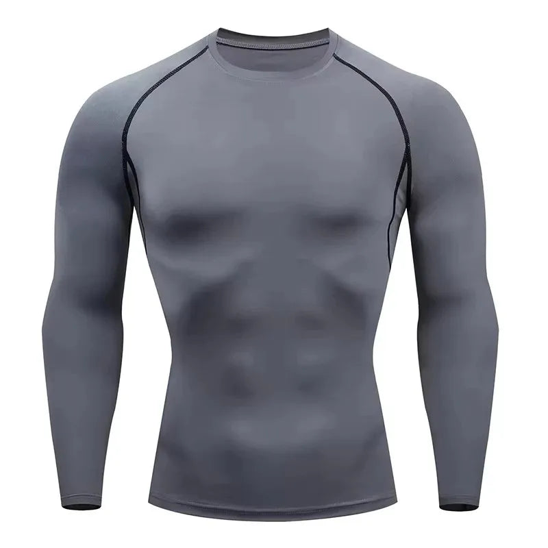 Men 2025 Long Sleeve Turtleneck Compression Rash Guard Base Layer Shirt