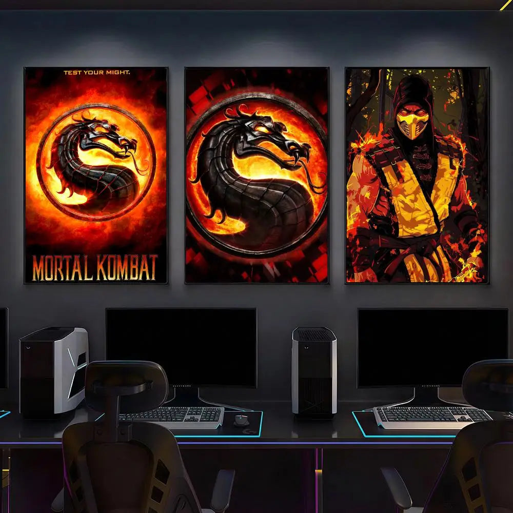 Mortals K Kombat Video Game Poster HD Waterproof Wall Art Self Adhesive Decor