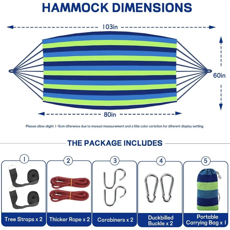 Durable Hammocks 660 Lbs Capacity, Camping Essentials Hiking Gear Accessories Max 2 X Tree Straps & Carabiners &