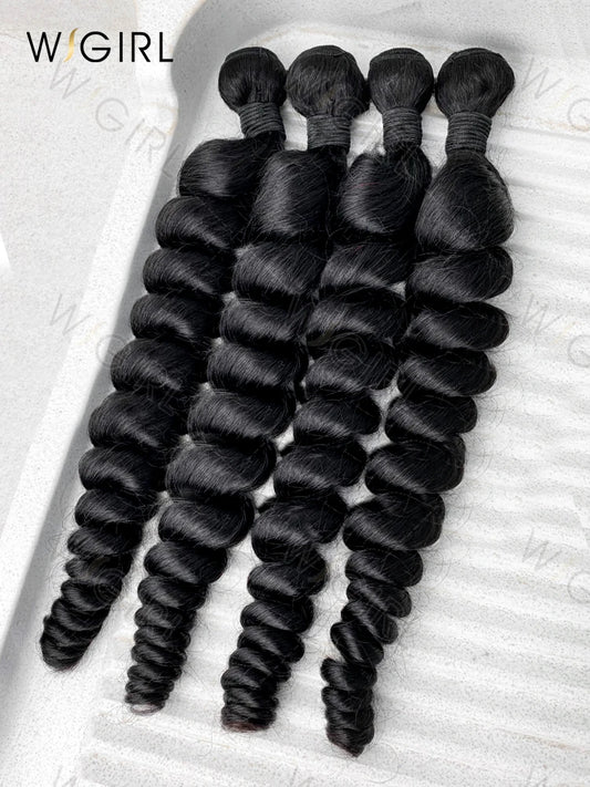 32 Inch Loose Deep Wave 100 Percent Virgin Brazilian Remy Human Hair Bundles Double Weft Extensions