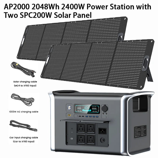 Ctolity 2400W Portable Power Station with 200W Solar Panel Option Solar Generator for Camping and Emergency UPS Function