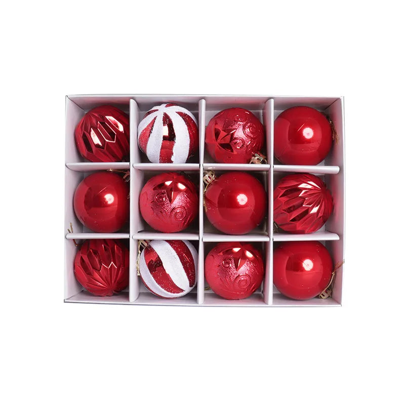 6cm Purple Red Christmas Ball Ornaments 12 Pcs Decorations