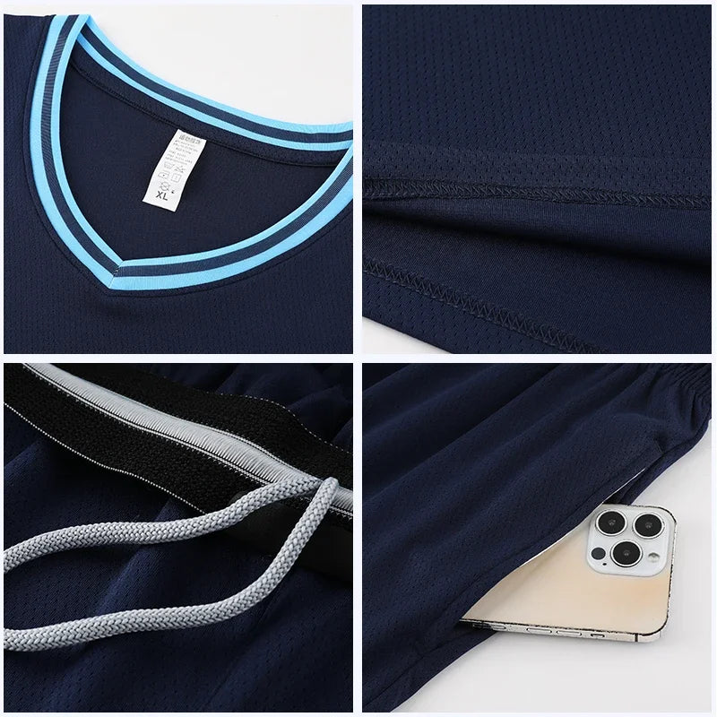 Men's Plus Size Quick Dry Basketball Jersey Set Uniform For Training YW S011