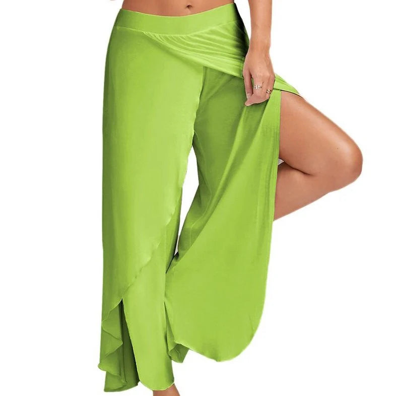 Plus Size Women Wide Leg Yoga Pants Elastic Waist Casual