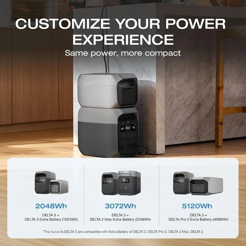 3 Portable Power Stations 1024Wh LiFePO4 Solar Generator 1800W AC USB C