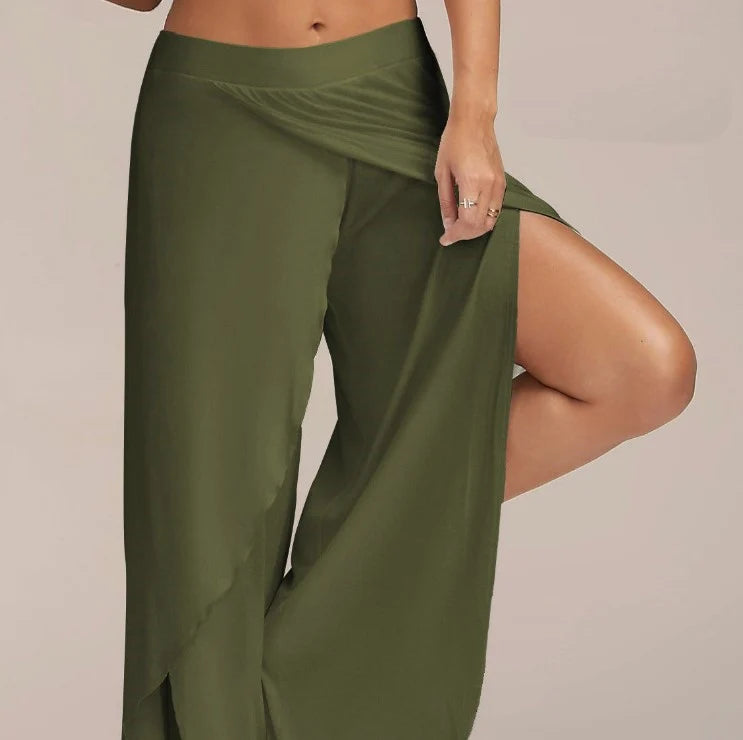 Plus Size Women Wide Leg Yoga Pants Elastic Waist Casual