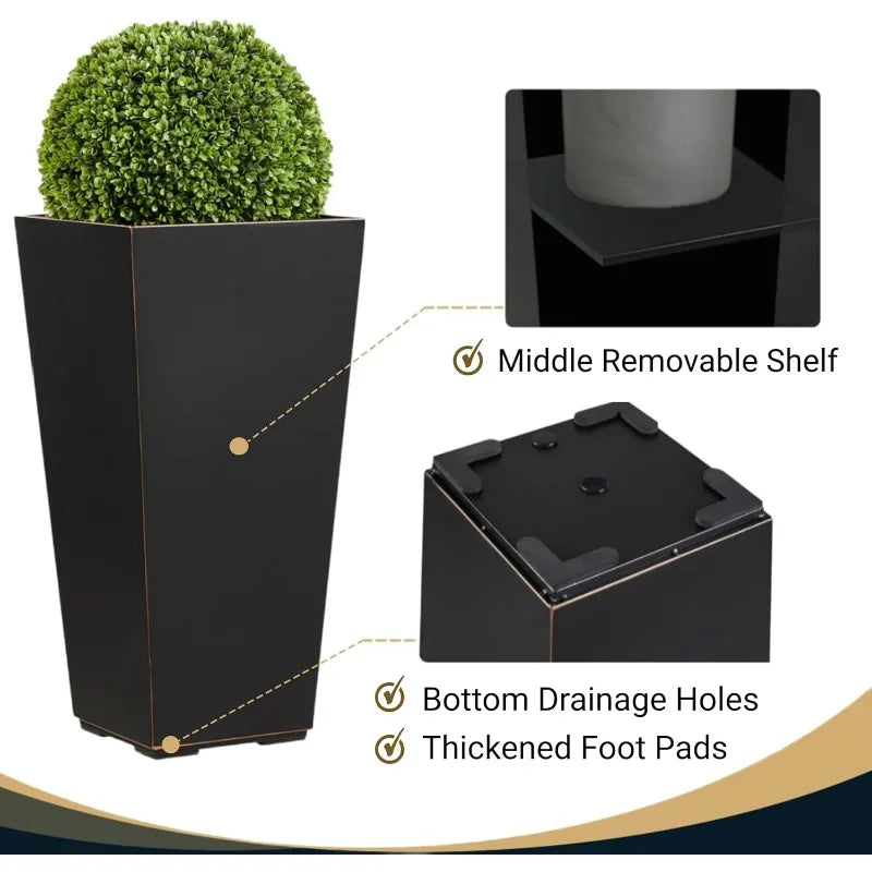 Metallic Taper Planter 26 Inch Tall Tapered Planter Indoor Outdoor
