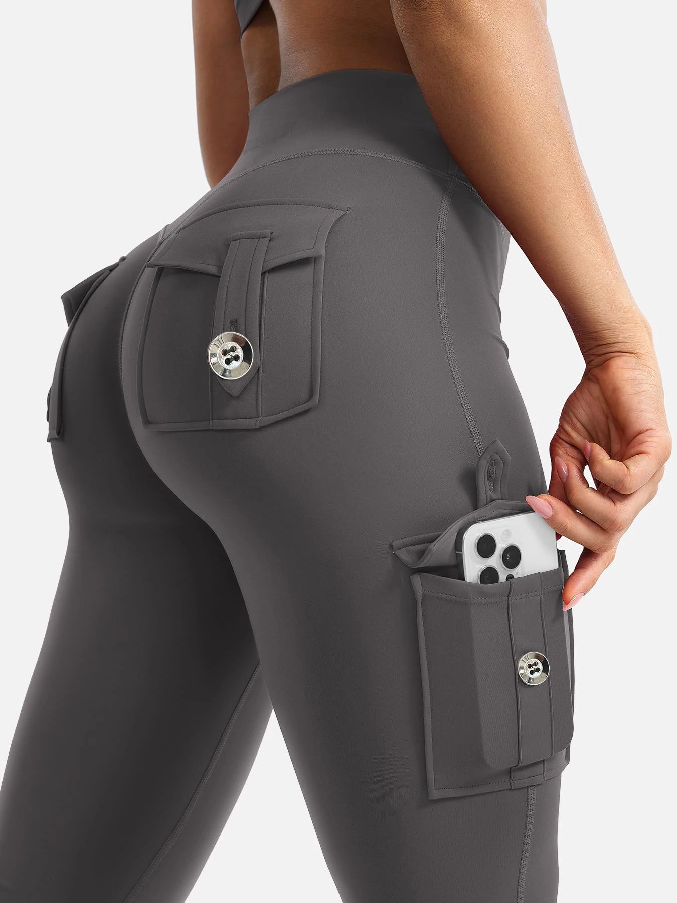 Essential Womens High Waist Fitness Pants With Pockets Shaping Tummy Control