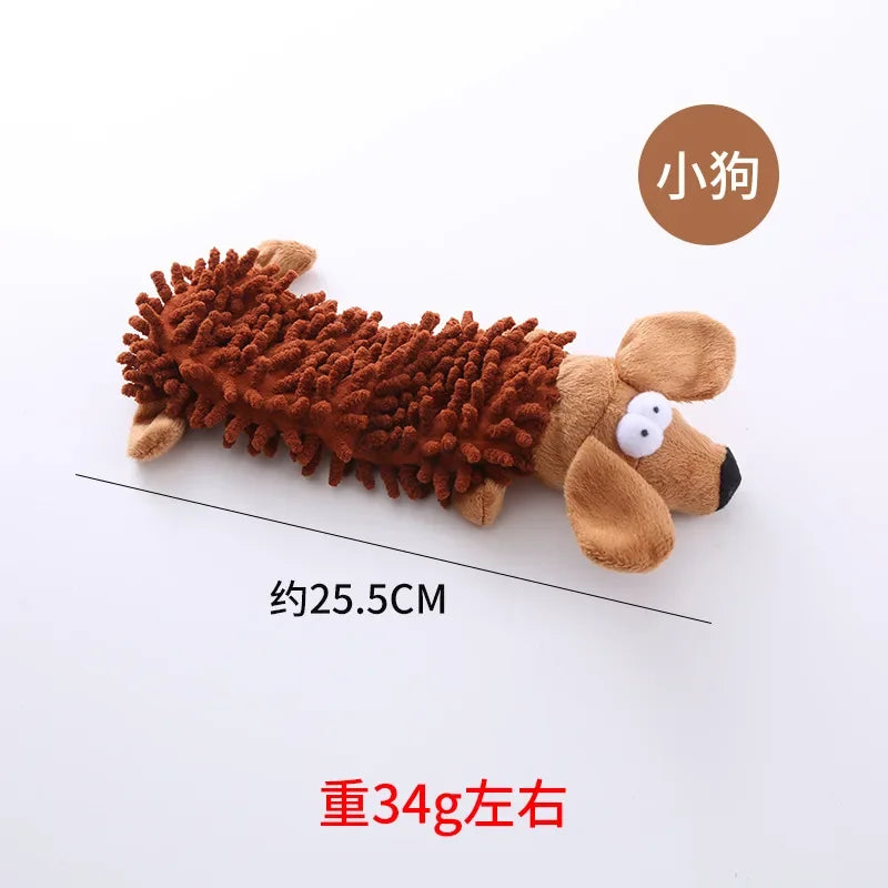Pet Dog Toy Sound Plush Mop Fur Shell Frog Hippo Teeth Grinding Supplies