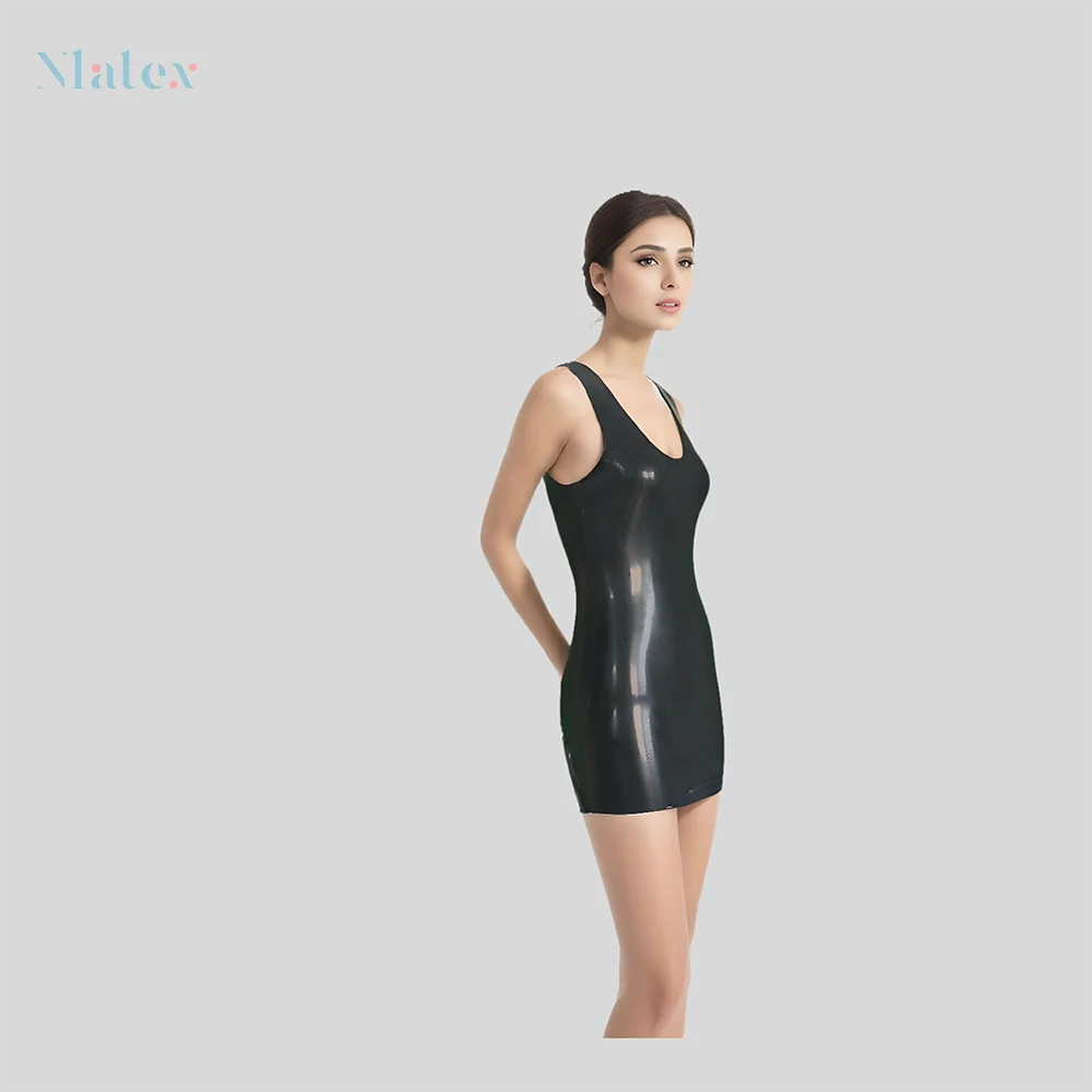 Women's Sleeveless Mini Dress - Natural, Sexy, and Sustainable Fashion in Pure Latex Party, Clubwear, or Cosplay Outfit