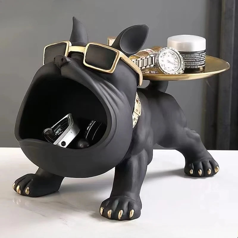 30cm Bulldog Figurine Dog Statue With Resin Storage Box For Home Decor Sculpture