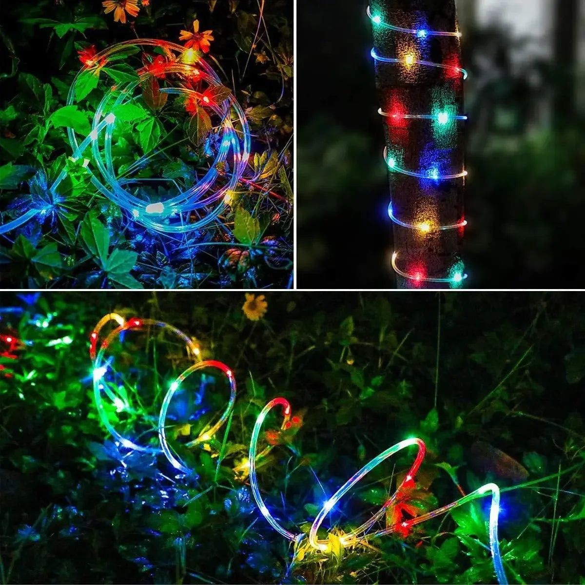 Led Solar Strip Rope Tube Fairy Lights Outdoor Garden Lawn Tree Yard Fence Garland String Light Christmas Decor IP65