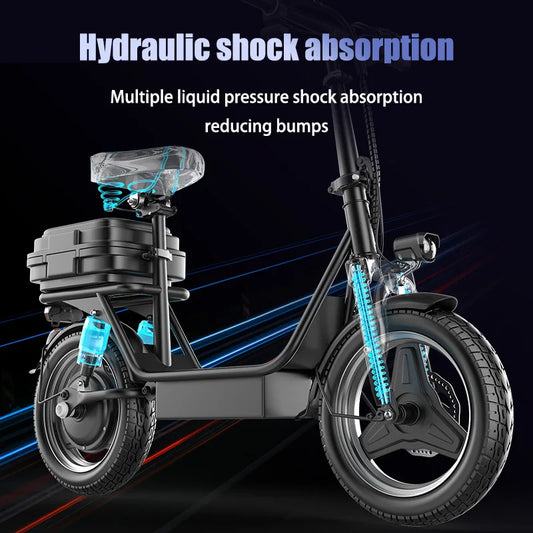 Folding Electric Scooter with Trunk 500W Motor Peak 650W 48V 15AH 20MPH 24-32 Mile Range Motorcycle for Commuting Travel