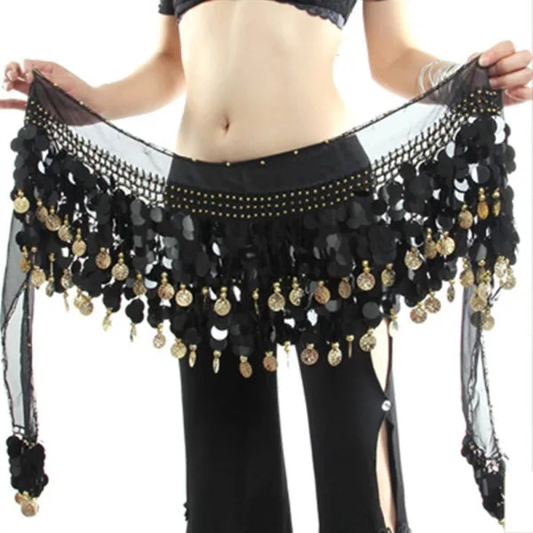 Women Belly Dance Hip Scarf Accessories Belt Skirt With Gold Color Coin Bellydance Coins Waist Chain