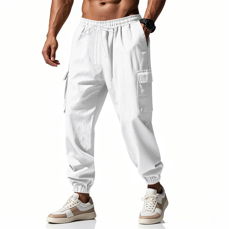 Mens Cotton Linen Work Pants Breathable Casual For Spring Autumn Beach
