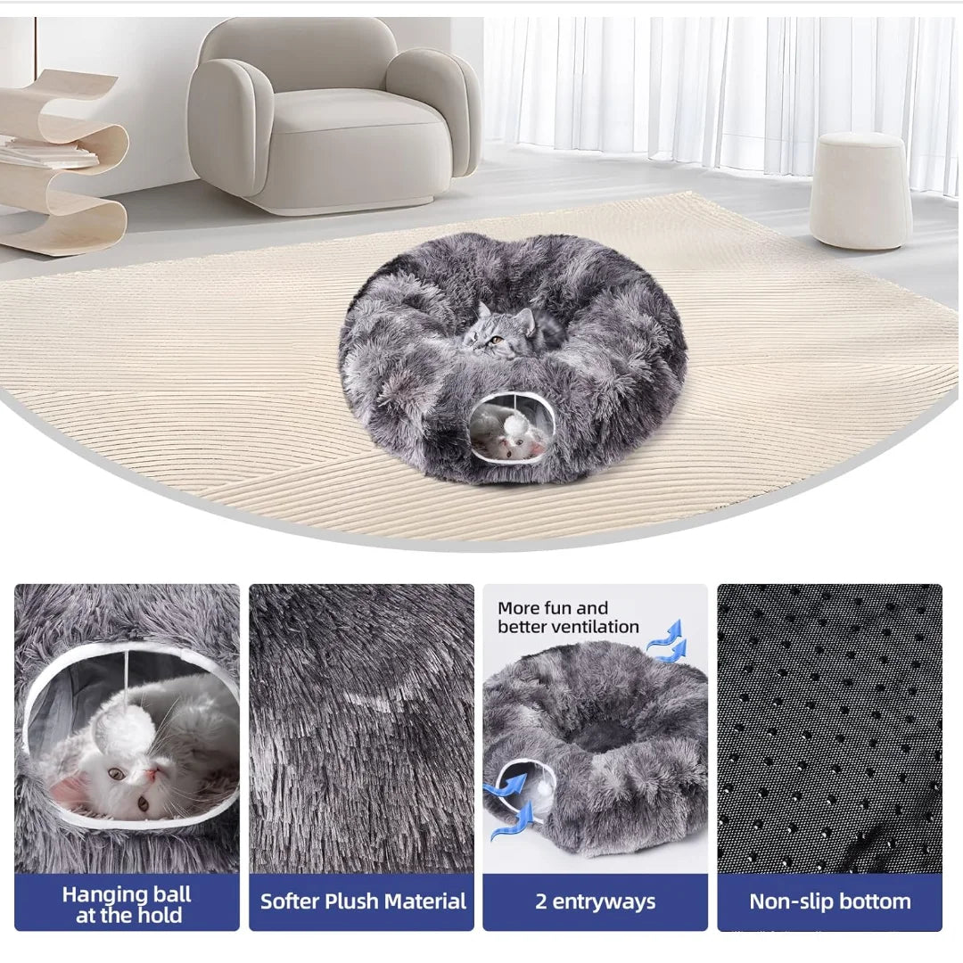 Kylinsure Plush Cat Tunnel Bed,Cat toy,Cat bed