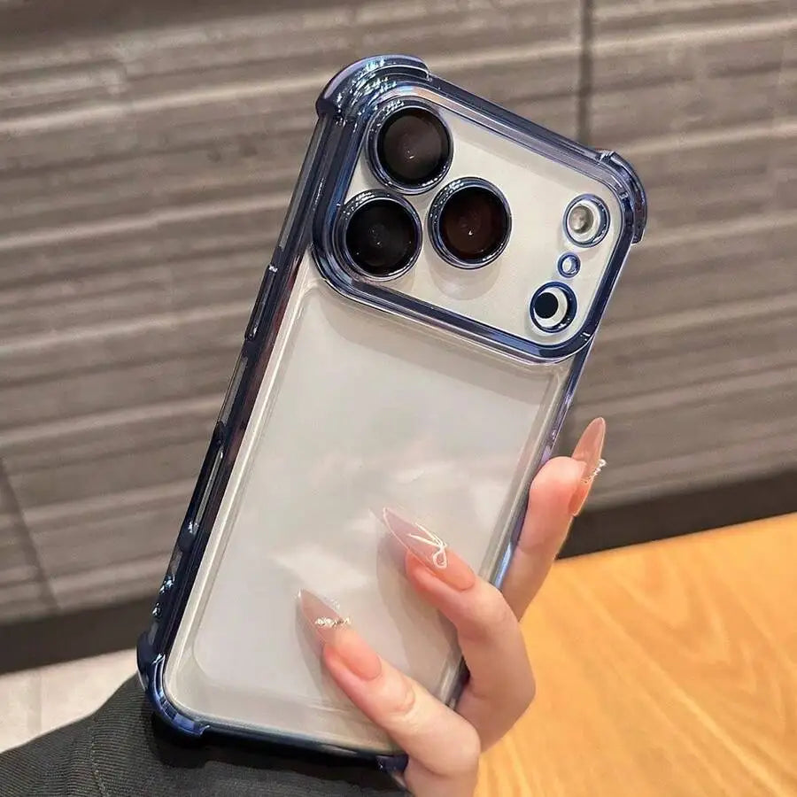 Luxury Cushioned Shockproof Plated Transparent Case For iPhone 17 16 15 14 13 12