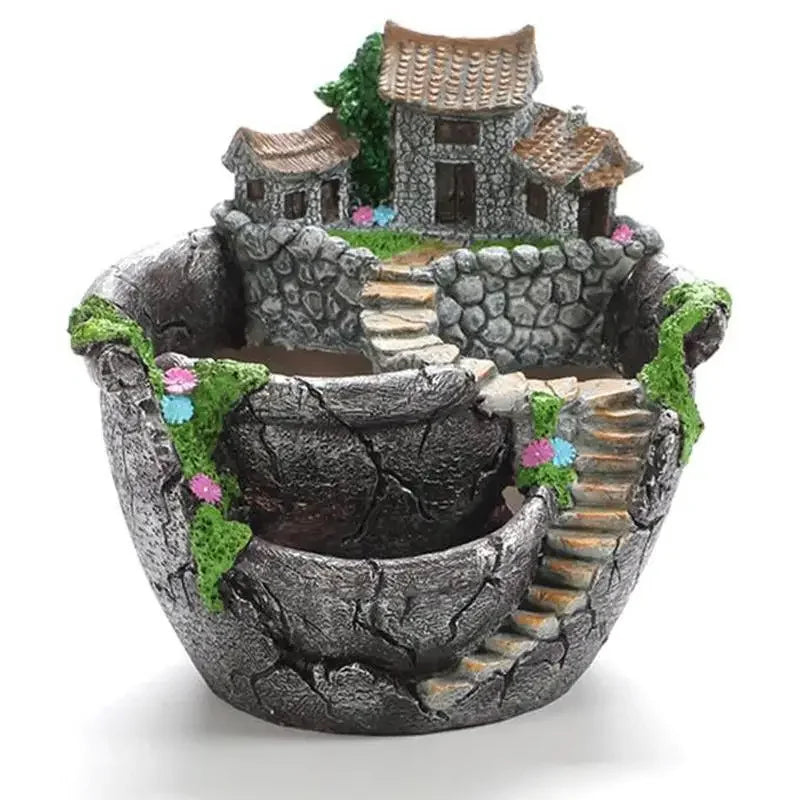 Resin Succulent Planter Flower Pot Desktop Holder For Home Garden Decor