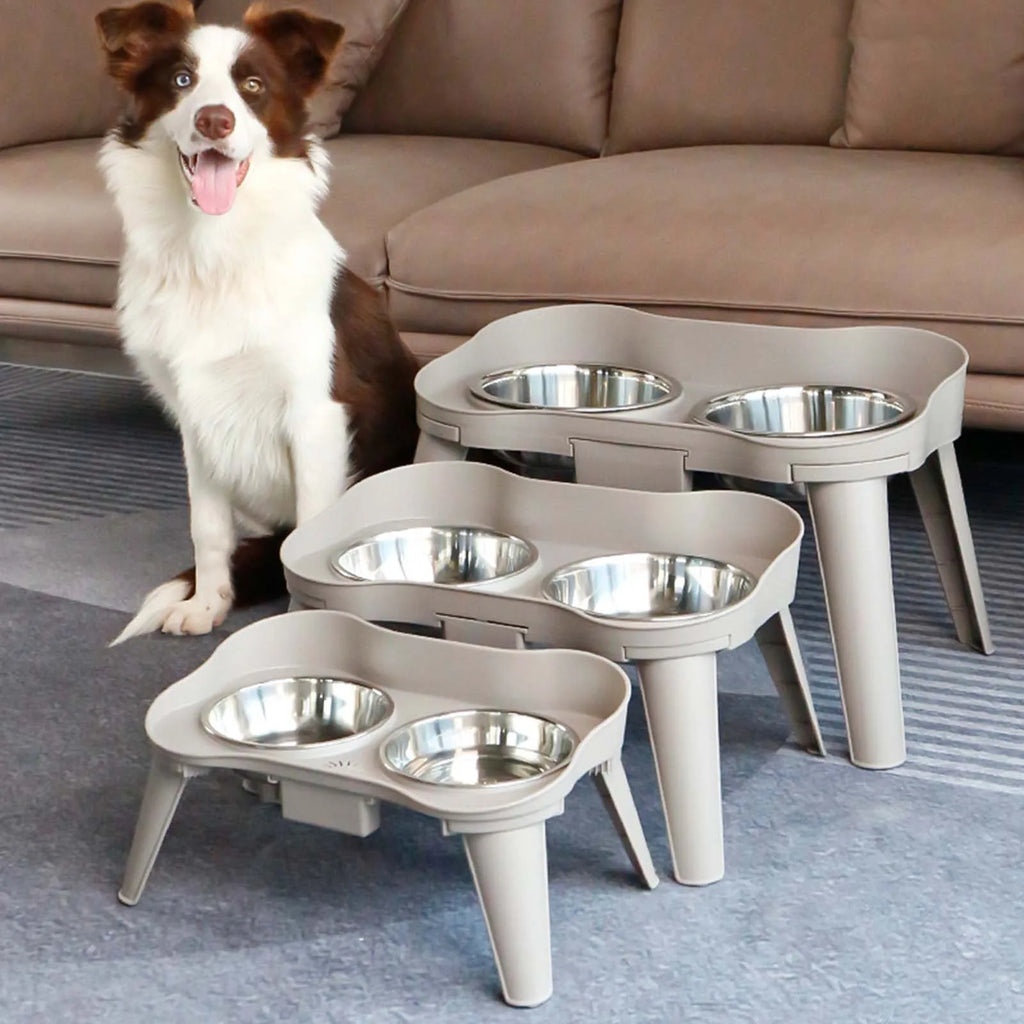 Raised Stand Elevated Dog Feeder Non-Slip No Spill Design Bowl
