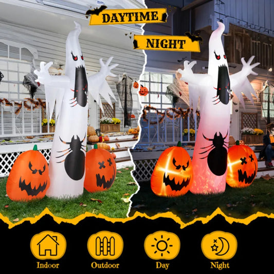 11.8Ft Pumpkin Spider Ghost Halloween Decoration With LEDs