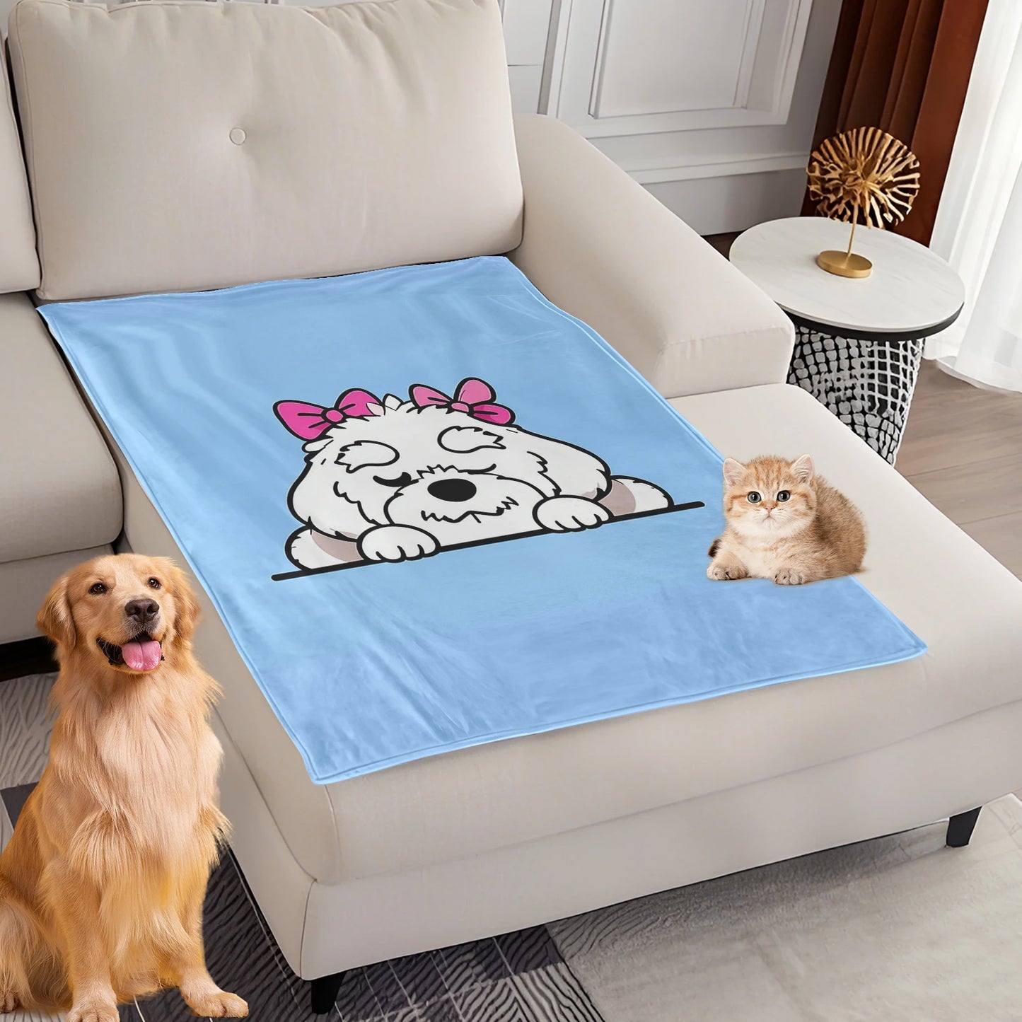 Dog Bed Mat Blanket Soft Fluffy Pet Blanket Dog Pattern