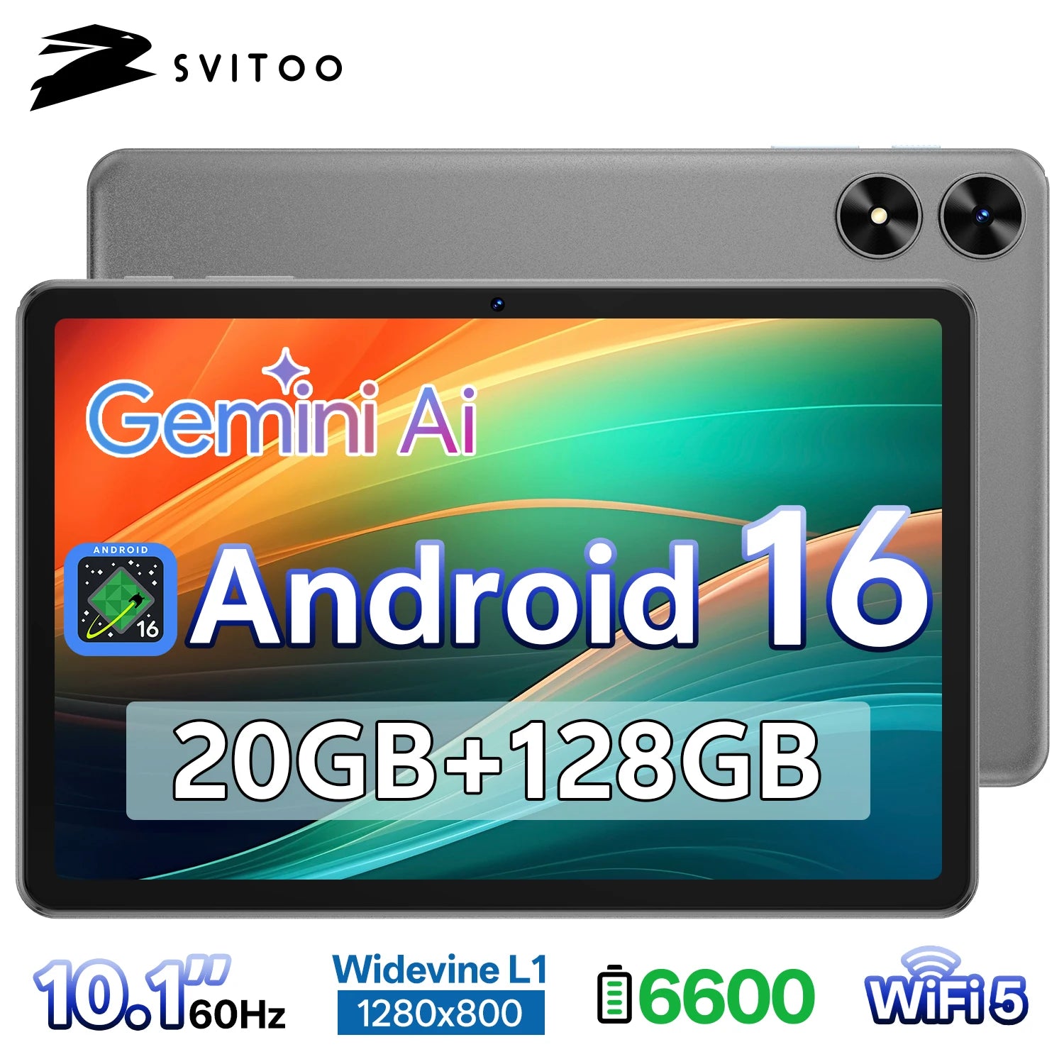 SVITOO Tablet 2026 Android 16 10.1 Inch IPS HD Unisoc T7250 4GB RAM 128GB ROM