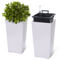 Two Pack 22.4 Inch Tall Black Taper Planters Indoor Outdoor Shelf Insert