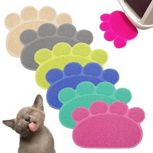 PVC Pet Mat Non Slip Claw Shaped Cat Litter Rub Feet Dog Puppies Feeding Mat Cute Dish Bowl Food Placement