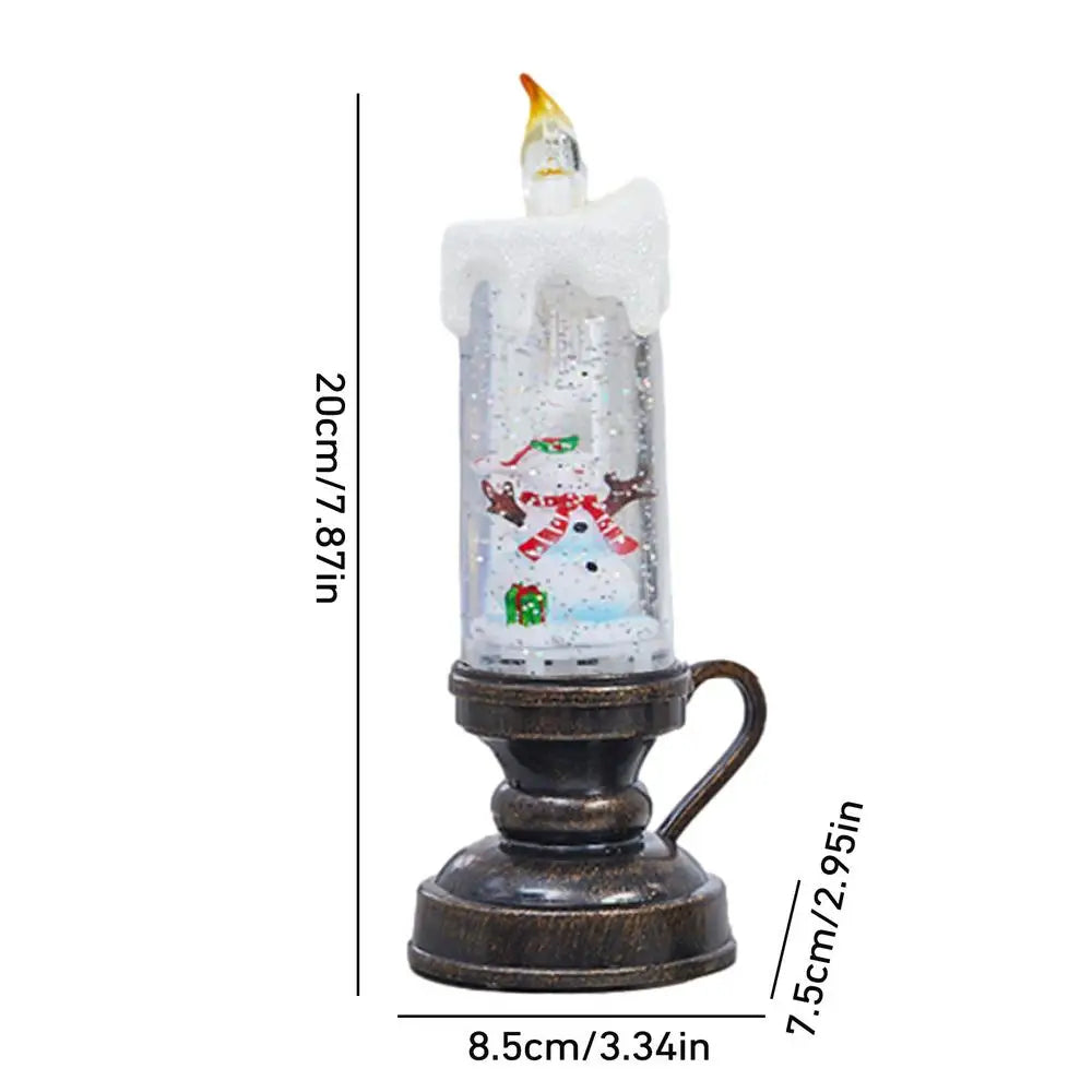 Glittering Christmas Snow Globe Candle LED Flameless Light