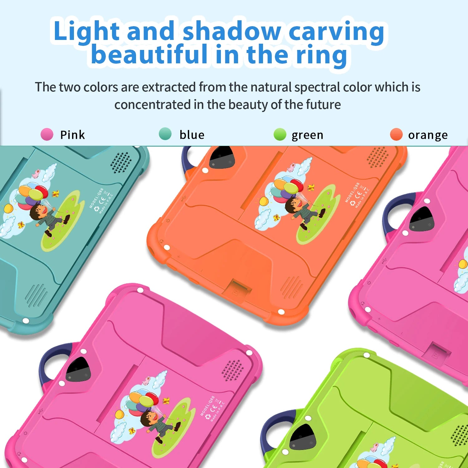 Cartoon Pattern Kids Tablet 7 Inch Quad Core 4GB RAM 64GB ROM Android Education