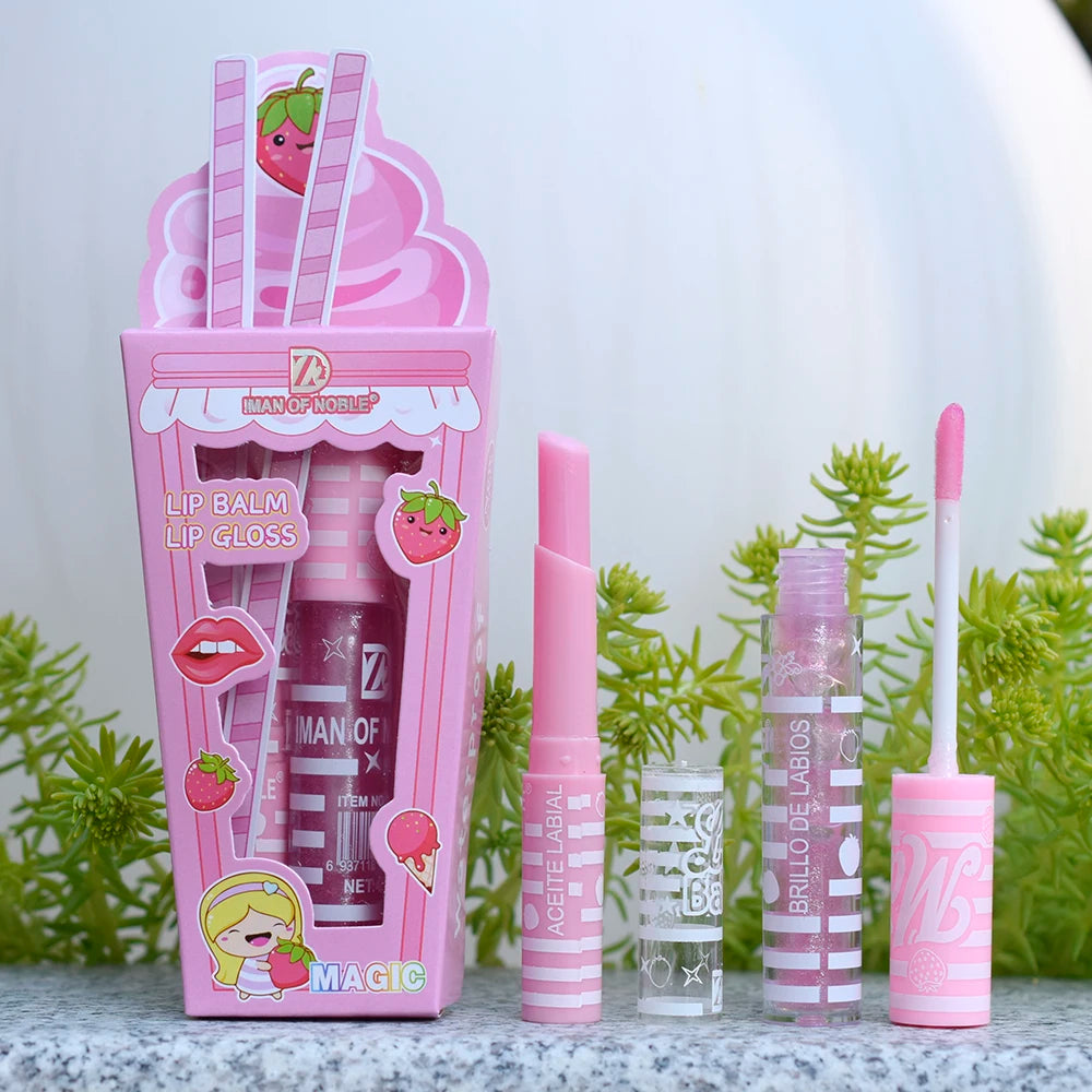 Glory Carrot Ice Cream Lip Gloss Set Waterproof Long Lasting Hydrating Lip Balm