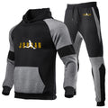 Men's Patchwork Print Basketball Hoodie And Trouser Set Spring Autumn Harajuku