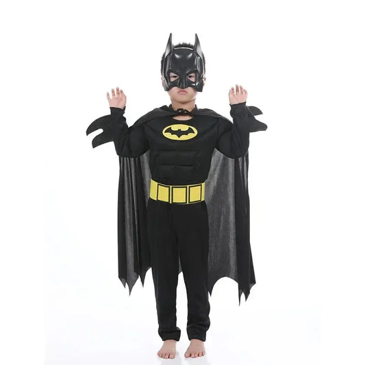 Boys Muscle Costumes with Mask Cloak Movie Character Superhero Cosplay Halloween Party Role Play