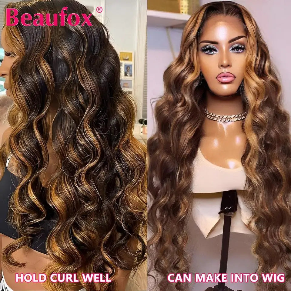 Beaufox Ombre Brazilian Brown Body Wave Remy Human Hair Bundles Highlight 4 27 Honey Blonde Weave Extensions