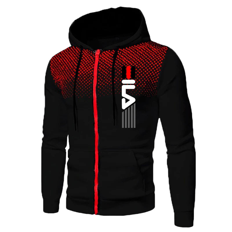 Mens Zipper Hoodie Tracksuit Set With Joggers Autumn Winter Sportswear