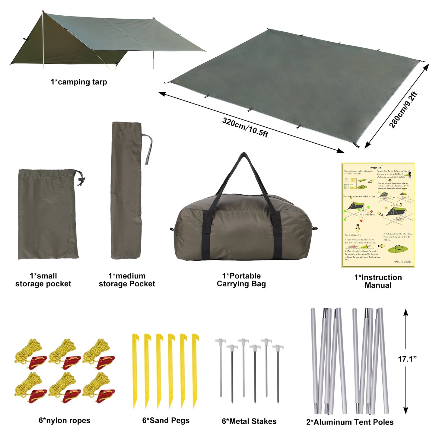 Beach Tent Sun Shelter UPF50 Plus with Ground Pegs and 2 Aluminum Poles Waterproof Multifunctional Beach Tent Sun Shade for Camping