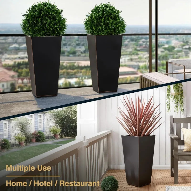 Metallic Taper Planter 26 Inch Tall Tapered Planter Indoor Outdoor