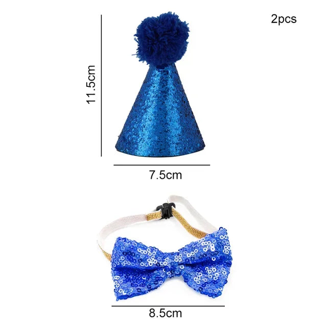 Pets Happy Birthday Decoration Dog Costume Hats Bowknot