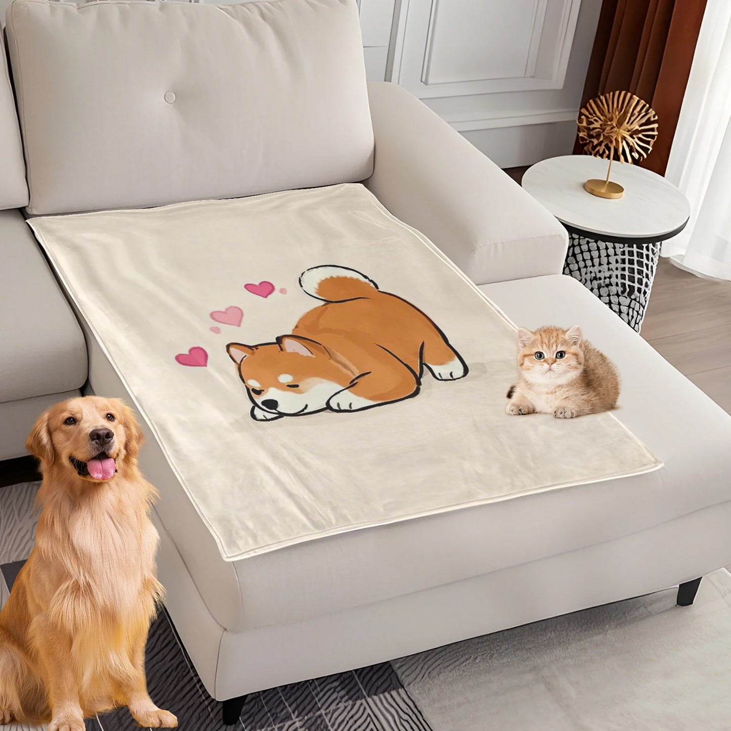 Dog Bed Mat Blanket Soft Fluffy Pet Blanket Dog Pattern