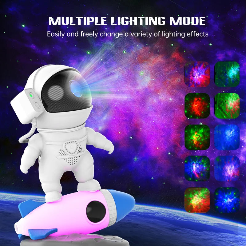 Kids Rocket Star Projector Night Light With Remote Control 360 Degree Nebula