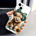 Highland Cow Sunflower iPhone Case Anti Drop Lens Protection Pro Max Plus