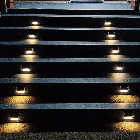 Lightess Solar Lights for Steps Deck Outdoor Waterproof Stainless Steel LED Fence Lights for Garden Pathway