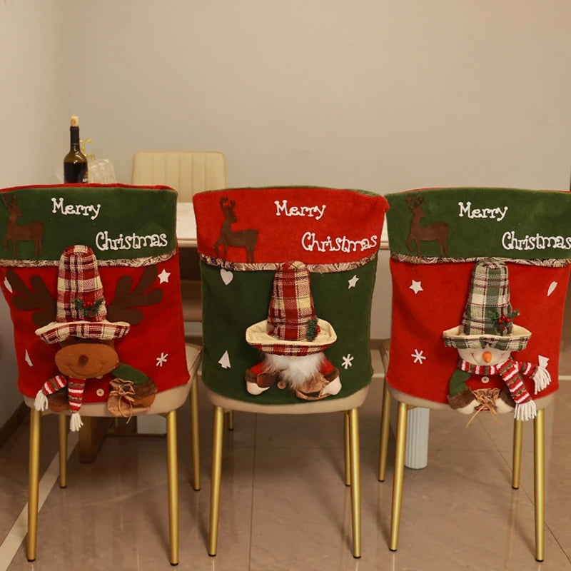 46x54cm Christmas Chair Cover Santa Snowman Elk Slipcover