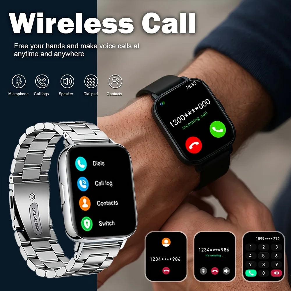 Smart Watch For Men Fitness Tracker With Call Messages Alarm Remote USB Powered