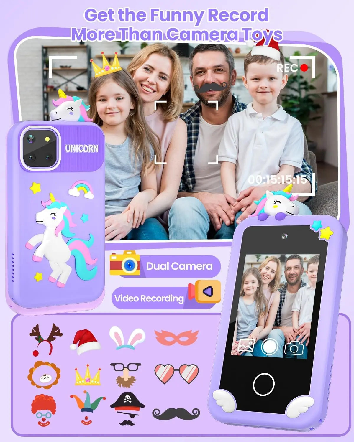 Kids Girl Smartphone with 32G Card and Dual Camera Purple