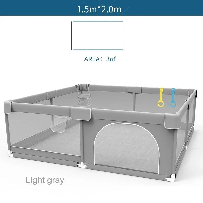 IMBABY Spacious Baby Playpen Washable Safety Barrier for Toddlers Light Gray Indoor Activity Center