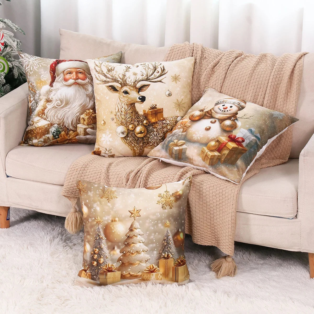 Christmas Cushion Cover Merry Christmas Home Decor Pillow